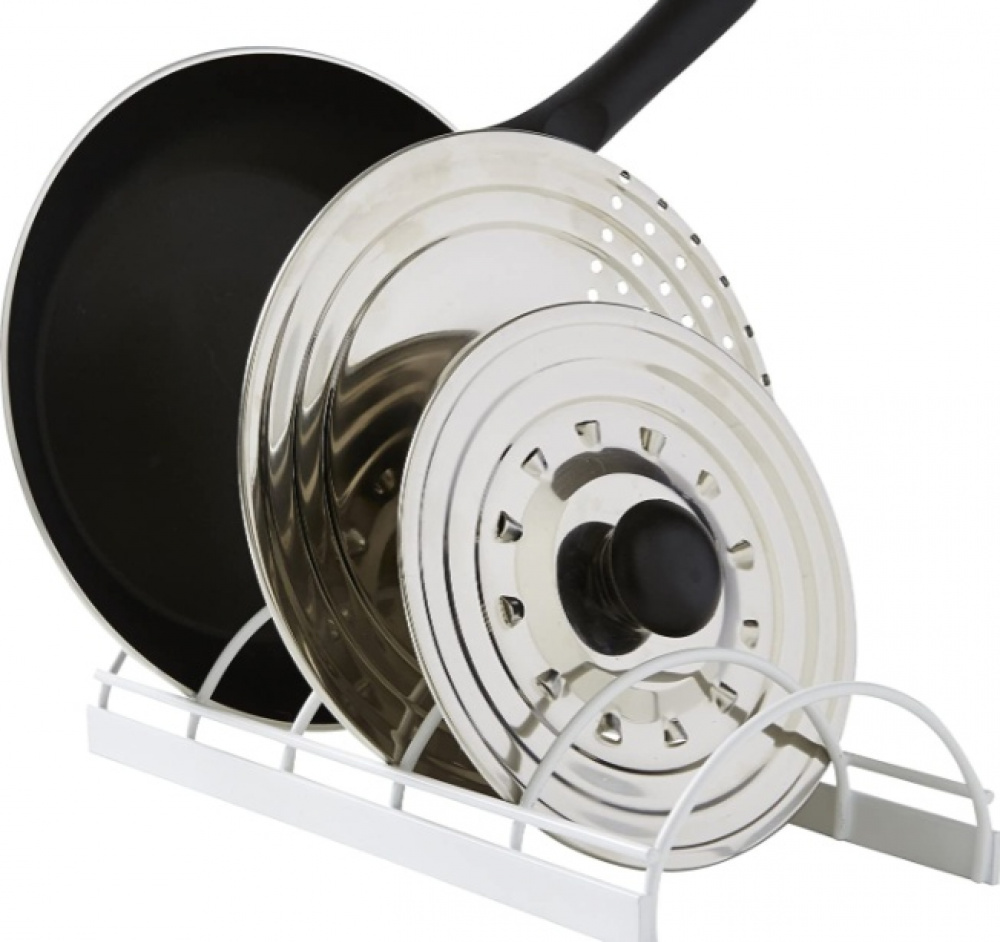 Ställ för Stekpannor. 5 fack, PAN & LID RACK, 30 x 14 x H 6,7 cm, Vit i gruppen Förvaring / Köksförvaring / Organisera köksskåp hos SmartaSaker.se (42877)