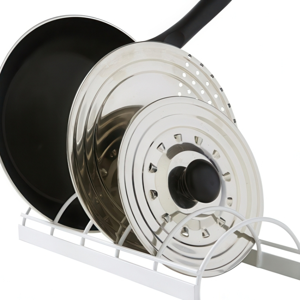 Ställ för Stekpannor. 5 fack, PAN & LID RACK, 30 x 14 x H 6,7 cm, Vit i gruppen Förvaring / Köksförvaring / Organisera köksskåp hos SmartaSaker.se (42877)