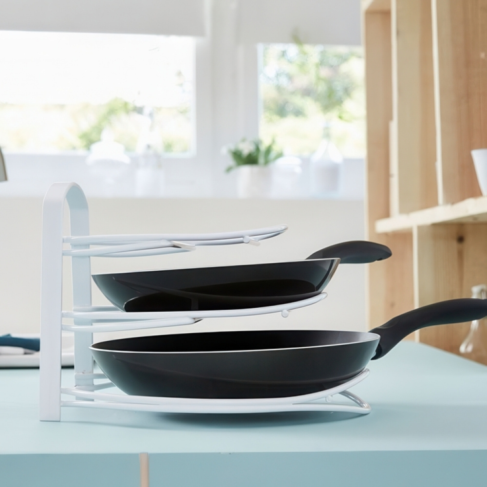 Ställ i metall för stekpannor eller tallrikar, 3 plan, KITCHEN ORGANIZER, vit i gruppen Förvaring / Köksförvaring / Organisera köksskåp hos SmartaSaker.se (42882)