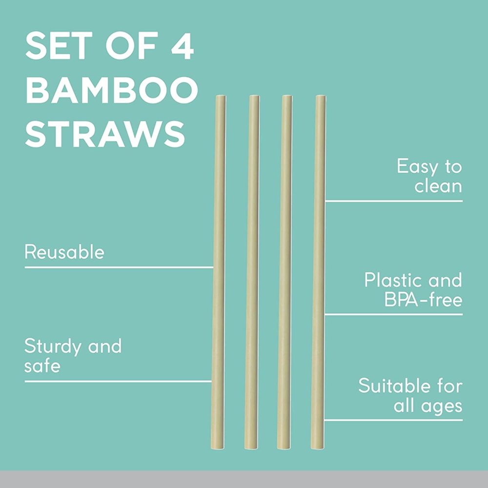 Sugrör i Bambu, återanvändbara, med borste, 4 st, TYPHOON BAMBOO, 20 cm, Beige i gruppen Förvaring / Köksförvaring hos SmartaSaker.se (42903)