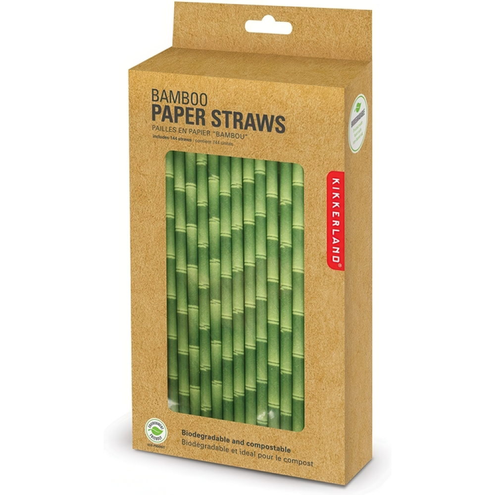 Sugrör i papper av bambu, Storpack 144 st, BAMBOO PAPER STRAWS, 20 cm, Gröna i gruppen Förvaring / Köksförvaring hos SmartaSaker.se (42906)
