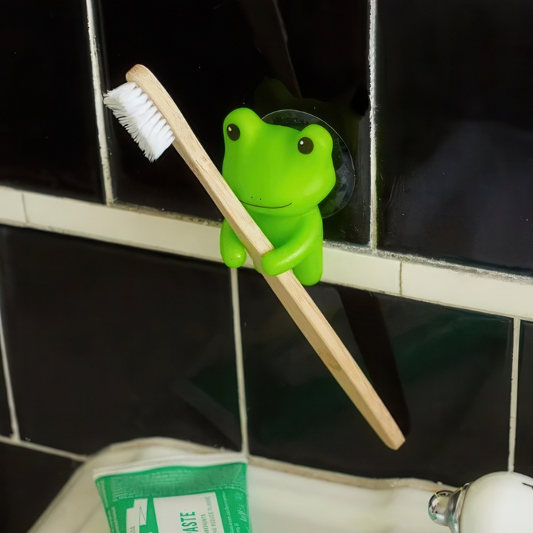Tandborsthållare med sugproppsfäste, FROG, 4 x 5 x H 6 cm, Grön i gruppen Förvaring / Badrumsförvaring hos SmartaSaker.se (42929)