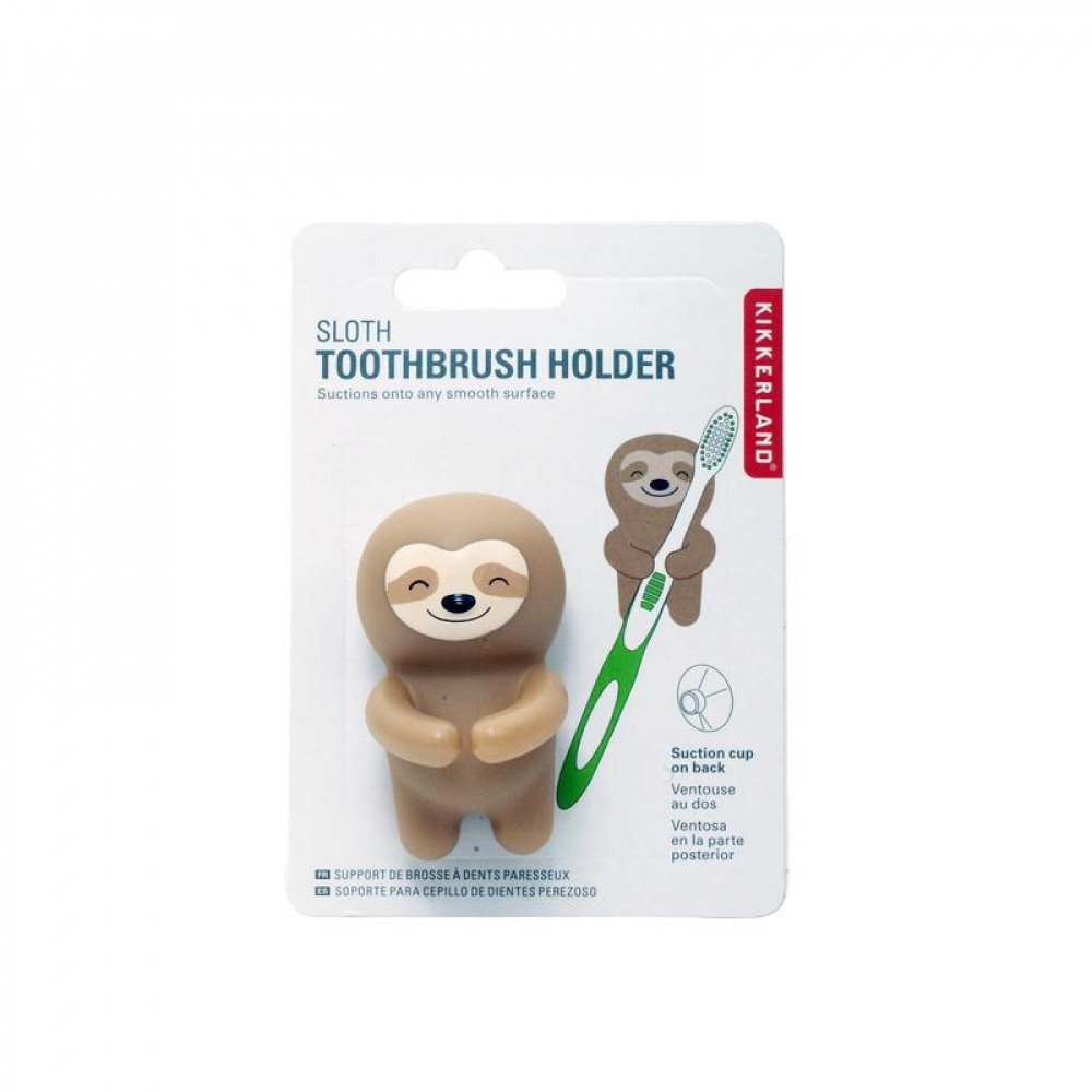 Tandborsthållare med sugproppsfäste, SLOTH, 4 x 5 x H 6 cm, Brun i gruppen Förvaring / Badrumsförvaring hos SmartaSaker.se (42933)