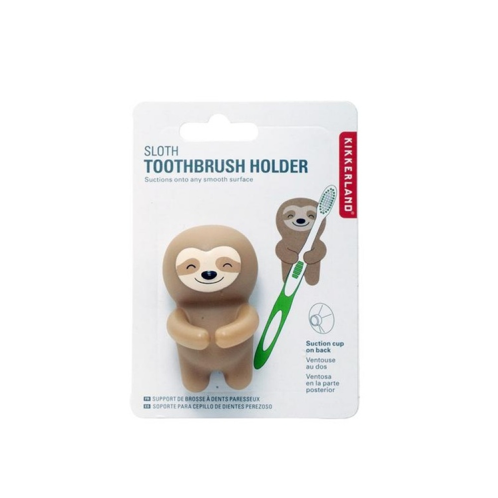 Tandborsthållare med sugproppsfäste, SLOTH, 4 x 5 x H 6 cm, Brun i gruppen Förvaring / Badrumsförvaring hos SmartaSaker.se (42933)