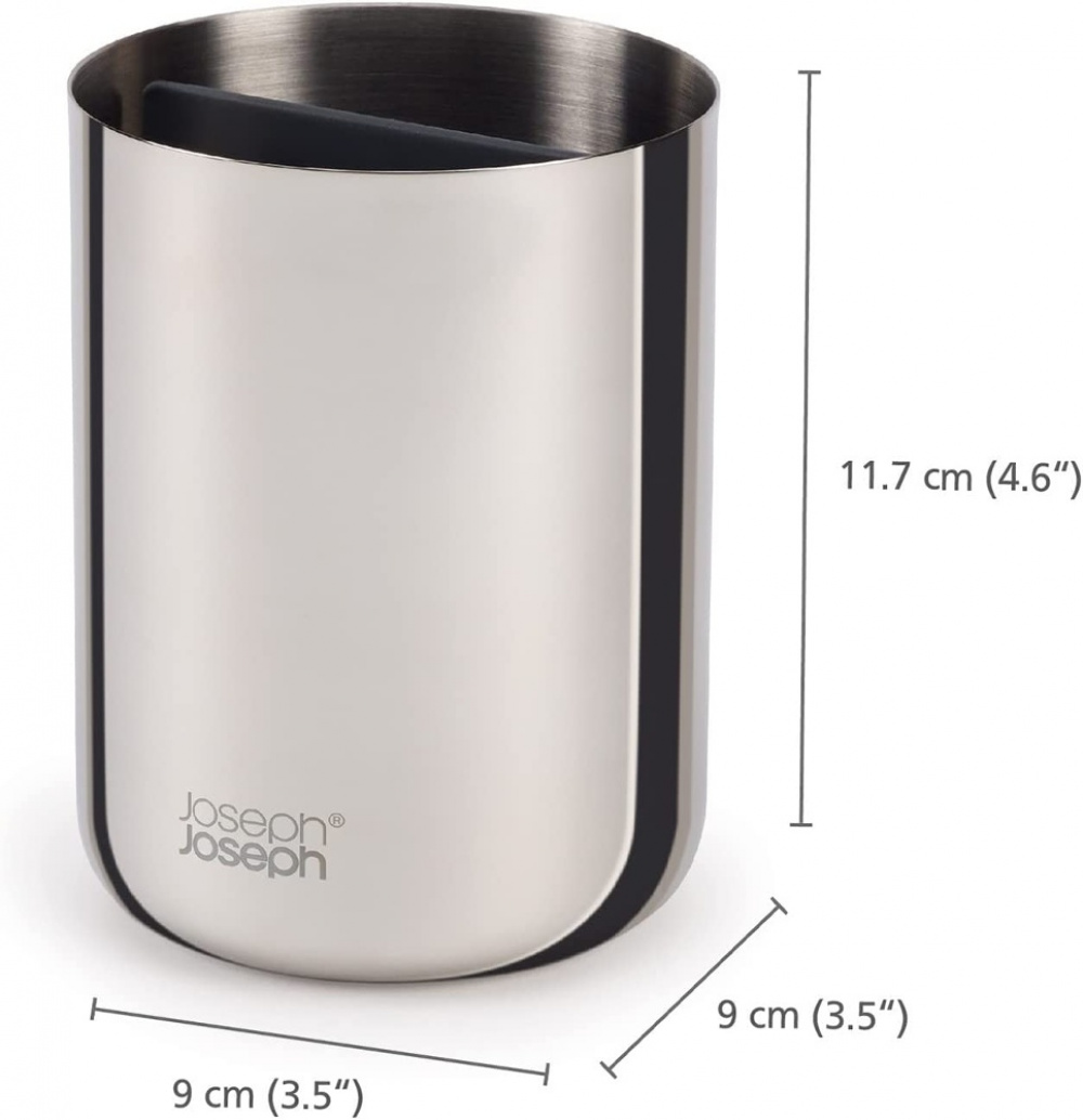 Tandborstmugg för eltandborstar, EASY STORE LUXE, Ø 9 x H 11,7 cm, Joseph Joseph, Rostfritt stål i gruppen Förvaring / Badrumsförvaring hos SmartaSaker.se (42935)
