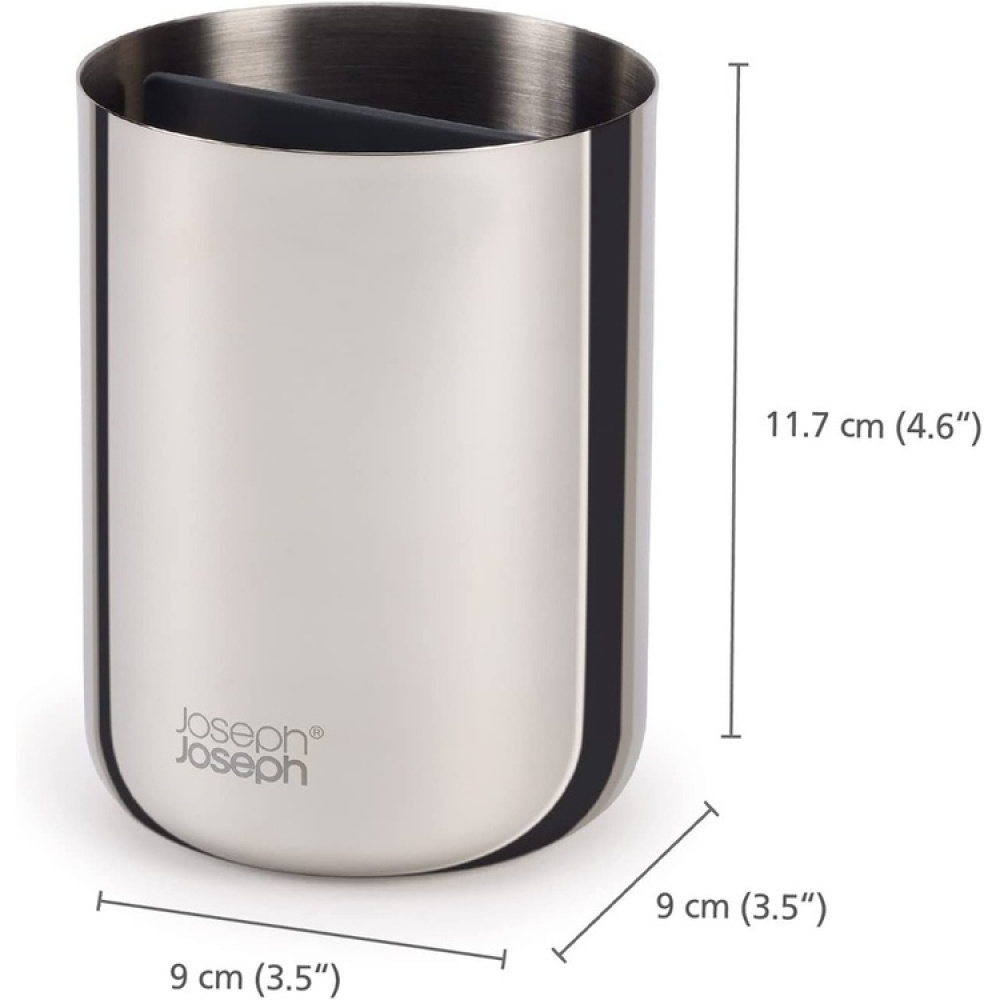 Tandborstmugg för eltandborstar, EASY STORE LUXE, Ø 9 x H 11,7 cm, Joseph Joseph, Rostfritt stål i gruppen Förvaring / Badrumsförvaring hos SmartaSaker.se (42935)