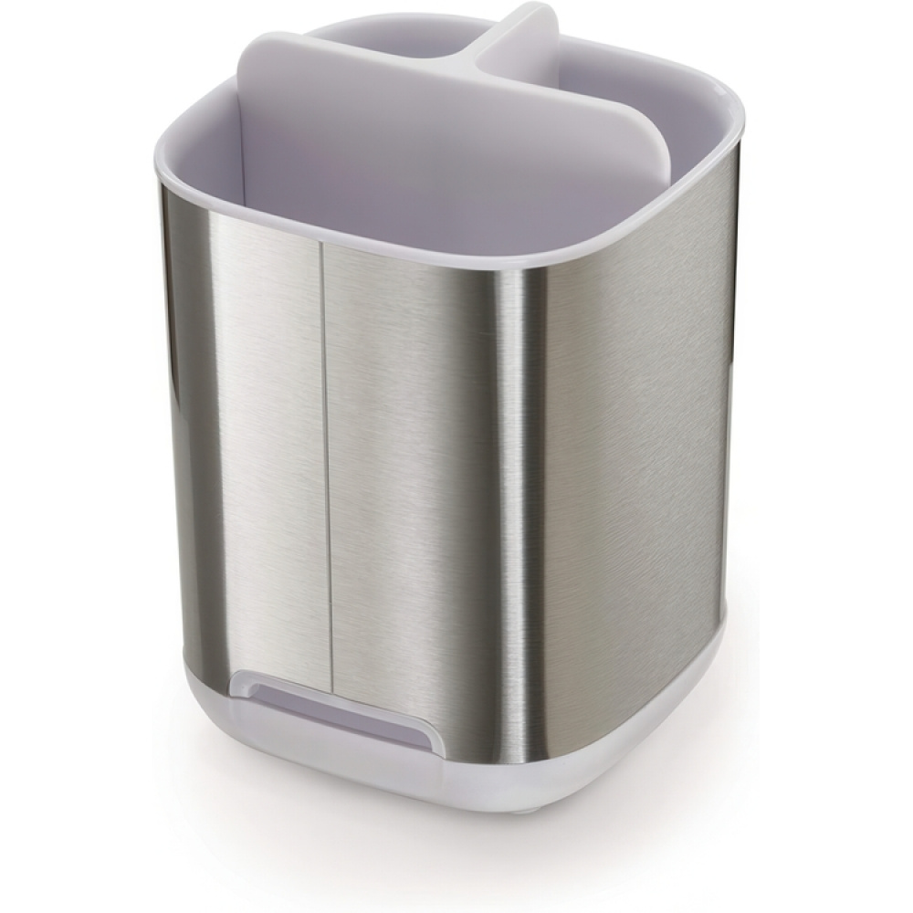 Tandborstmugg för eltandborstar, EASY STORE STEEL, 9 x 9 x H 12,7 cm , Joseph Joseph, Rostfritt / Vit i gruppen Förvaring / Badrumsförvaring hos SmartaSaker.se (42936)