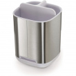 Tandborstmugg för eltandborstar, EASY STORE STEEL, 9 x 9 x H 12,7 cm , Joseph Joseph, Rostfritt / Vit Tandborstmugg för eltandborstar, EASY STORE STEEL, 9 x 9 x H 12,7 cm , Joseph Joseph, Rostfritt / Vit