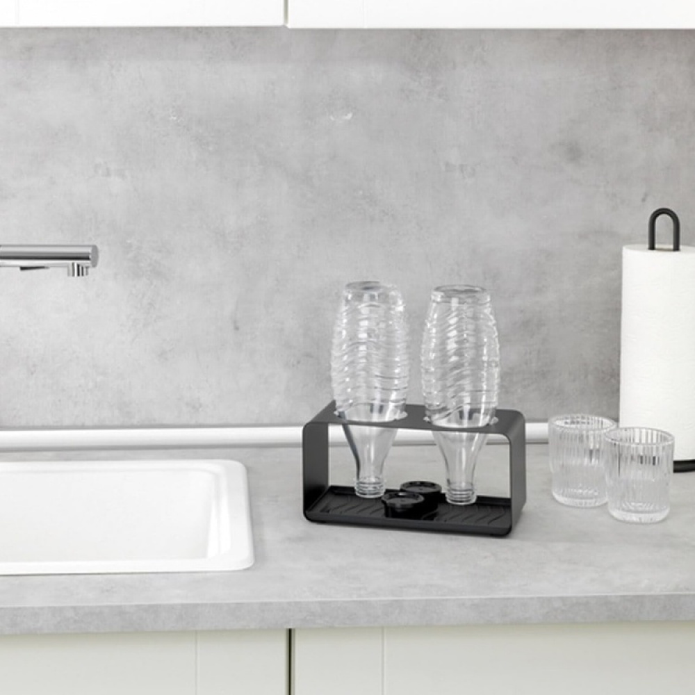 Torkställning i metall för 2 flaskor, WAVE, Svart i gruppen Förvaring / Köksförvaring / Diskställ och diskbänk hos SmartaSaker.se (42988)