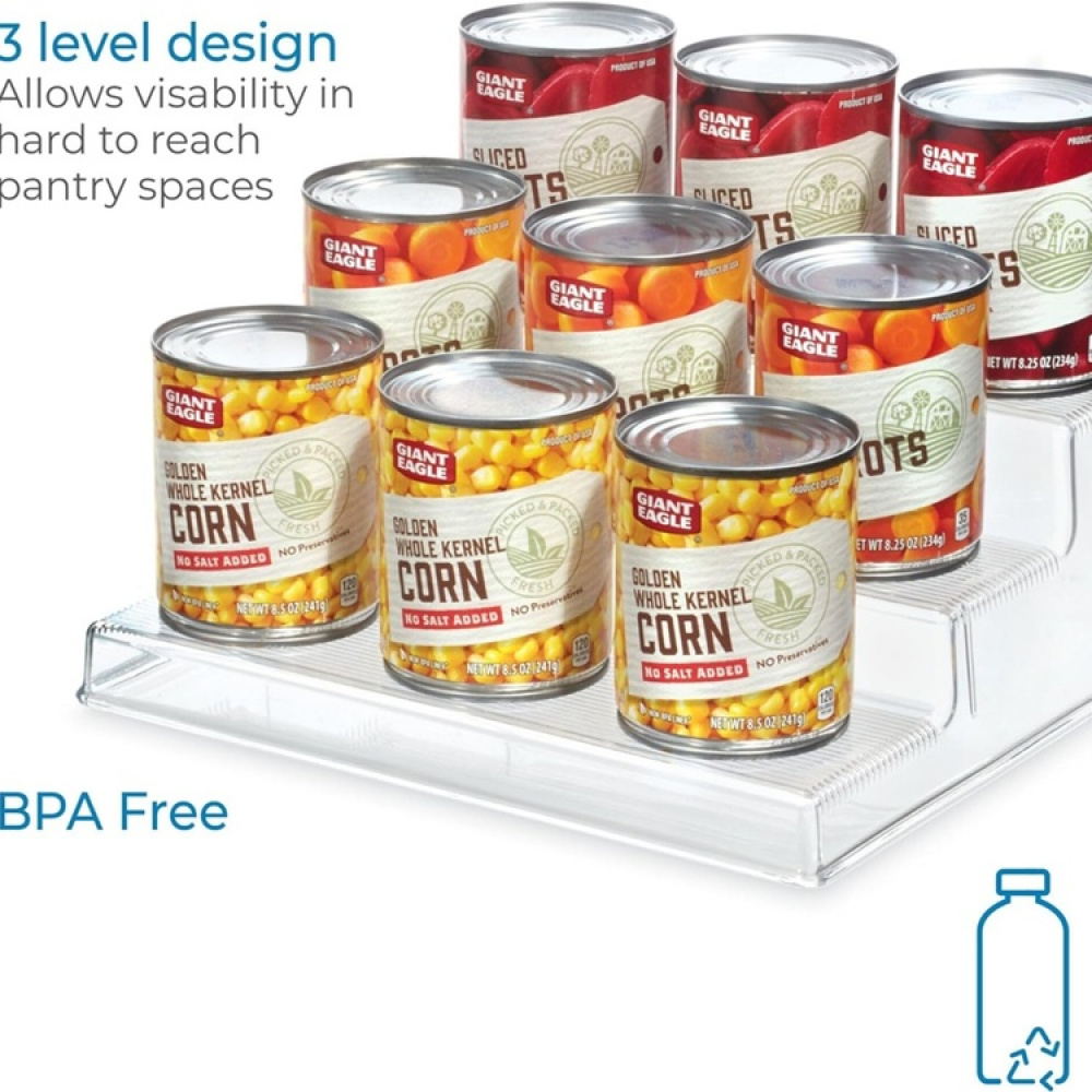 Trappstegshylla, 3 plan, LINUS STADIUM ORGANIZER, 25,4 x 22,2 x H 8,9 cm, Transparent i gruppen Förvaring / Köksförvaring / Organisera köksskåp hos SmartaSaker.se (42998)