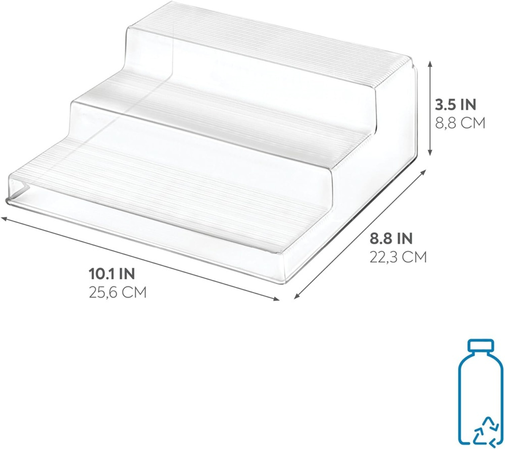 Trappstegshylla, 3 plan, LINUS STADIUM ORGANIZER, 25,4 x 22,2 x H 8,9 cm, Transparent i gruppen Förvaring / Köksförvaring / Organisera köksskåp hos SmartaSaker.se (42998)