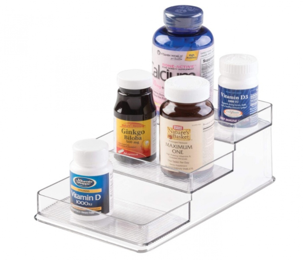 Trappstegshylla, 3 plan, Litet, STADIUM SLIM SPICE RACK, 26 x 16 x H 10 cm, Transparent i gruppen Förvaring / Köksförvaring / Organisera köksskåp hos SmartaSaker.se (42999)
