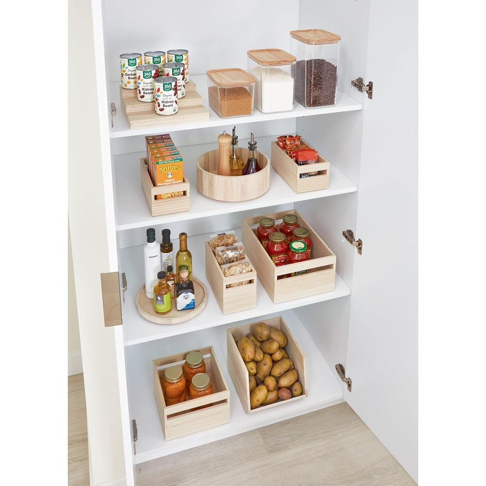 Trälåda, fyrkantig, Låg kant, PAULOWNIA ECO WOOD SQUARE BOX, 25,4 x 25,4 x H 10,2 cm, Natur i gruppen Förvaring / Förvaringslådor hos SmartaSaker.se (43016)