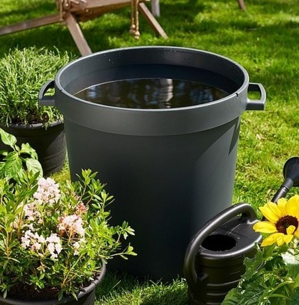 Tunna med Handtag, 45 Liter, WATER BARREL, 42 x 51 x H 46 cm, Svart i gruppen Förvaring / Förråd- och garageförvaring / Korgar och hinkar hos SmartaSaker.se (43026)