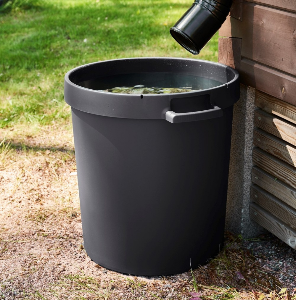 Tunna med Lock och Handtag, 45 Liter, WATER BARREL, 42 x 51 x H 46 cm, Svart i gruppen Förvaring / Förråd- och garageförvaring / Korgar och hinkar hos SmartaSaker.se (43027)