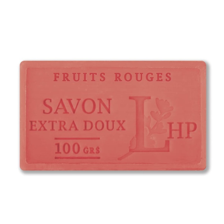 Tvål med Fruktdoft, 100 g, SAVON DE MARSEILLE FRUIT ROUGES, 8,5 x 5 x H 2,5 cm, Röd i gruppen Tillbehör och liknande hos SmartaSaker.se (43044)