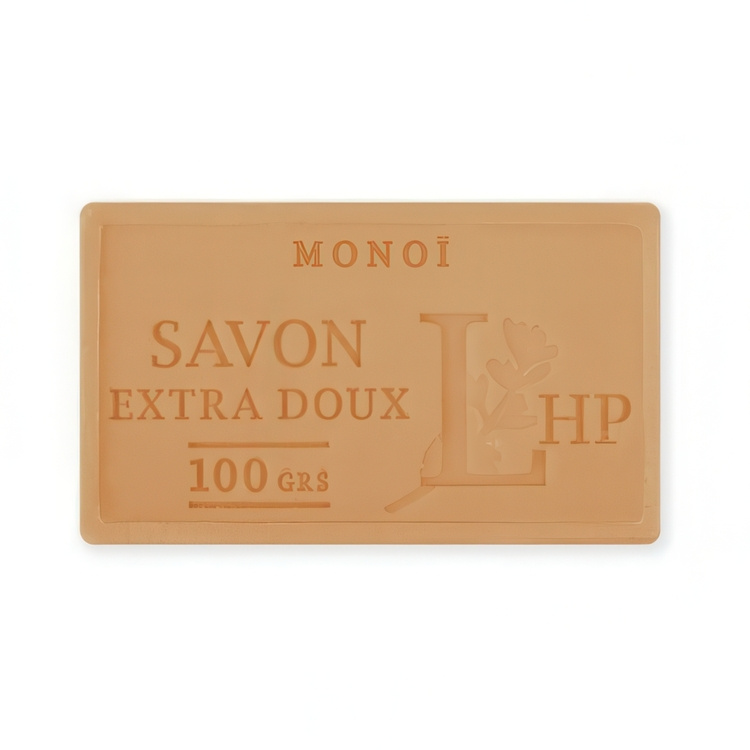 Tvål med Monoi Tahiti doft, 100 g, SAVON DE MARSEILLE MONOI, 8,5 x 5 x H 2,5 cm, Orange i gruppen Förvaring / Badrumsförvaring hos SmartaSaker.se (43049)