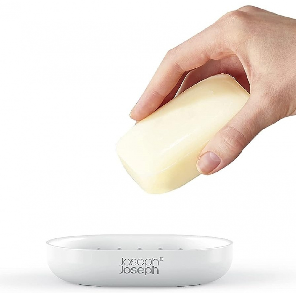 Tvålkopp, DUO QUICK-DRAIN, 11.5 x 8 x H 2,5 cm, Joseph Joseph, Vit i gruppen Förvaring / Badrumsförvaring hos SmartaSaker.se (43070)