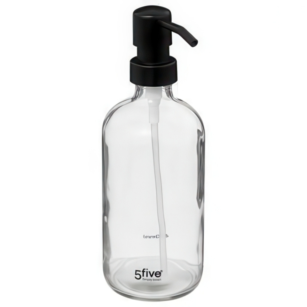 Tvålpump i glas, 450 ml, DISTRIBUTEUR À SAVON, Ø 7,4 x H 21 cm, Klar / Svart i gruppen Förvaring / Badrumsförvaring hos SmartaSaker.se (43077)