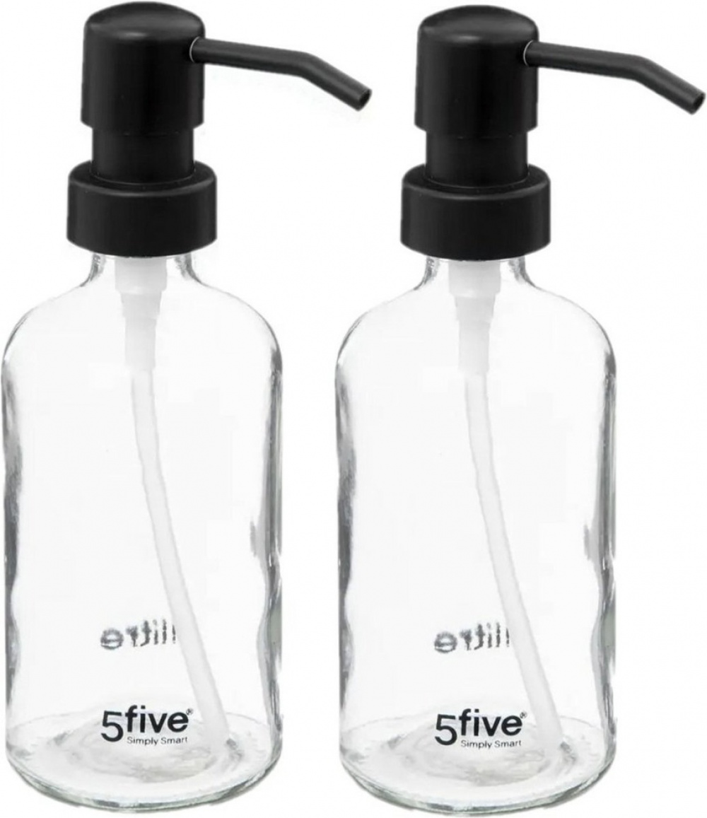 Tvålpump i glas, 450 ml, DISTRIBUTEUR Ã SAVON, Ø 7,4 x H 21 cm, Klar / Svart i gruppen Förvaring / Badrumsförvaring hos SmartaSaker.se (43077)