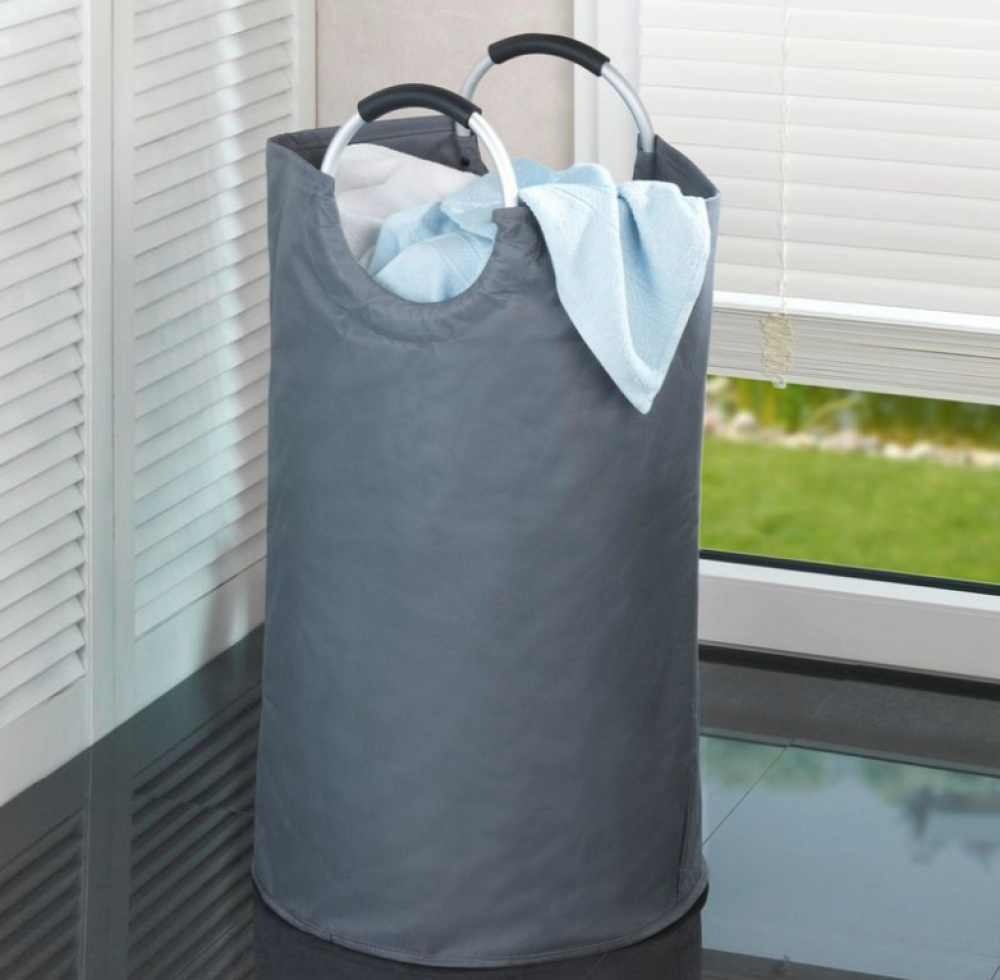 Tvättkasse, Stor, 69 L, JUMBO BASKET, Ø 38 x H 72 cm, Mörkgrå i gruppen Förvaring / Tvätt och tork / Tvättkorgar hos SmartaSaker.se (43082)