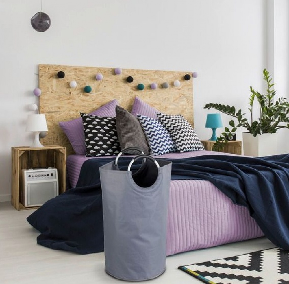 Tvättkasse, Stor, 69 L, JUMBO BASKET, Ø 38 x H 72 cm, Mörkgrå i gruppen Förvaring / Tvätt och tork / Tvättkorgar hos SmartaSaker.se (43082)