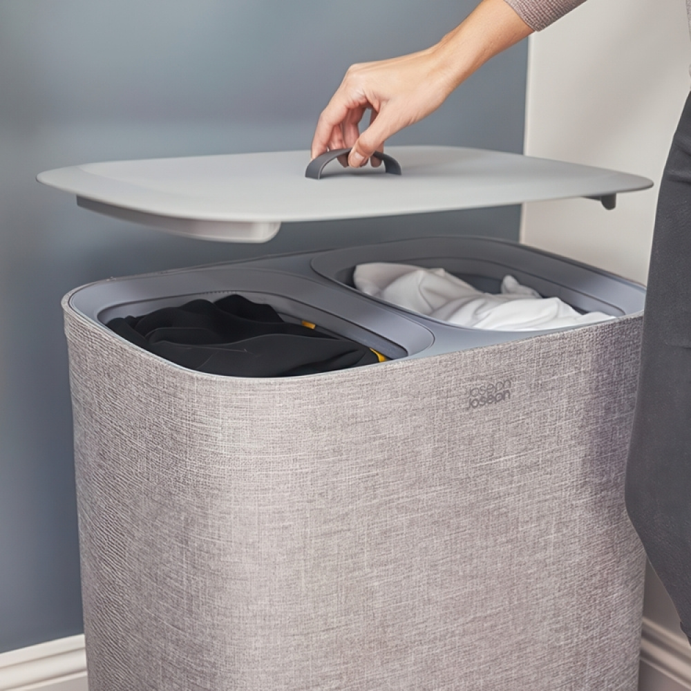 Tvättkorg 2-delad, Uttagbara säckar, 90 L, JOSEPH JOSEPH DUO TOTA, 56 x 39,5 x H 71 cm i gruppen Förvaring / Tvätt och tork / Tvättkorgar hos SmartaSaker.se (43087)