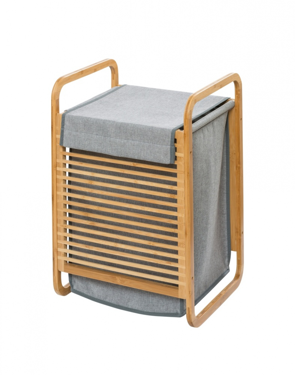 Tvättkorg i bambu, BAHRI, 40 x 30 X H 60 cm, brun / grå i gruppen Förvaring / Tvätt och tork / Tvättkorgar hos SmartaSaker.se (43091)