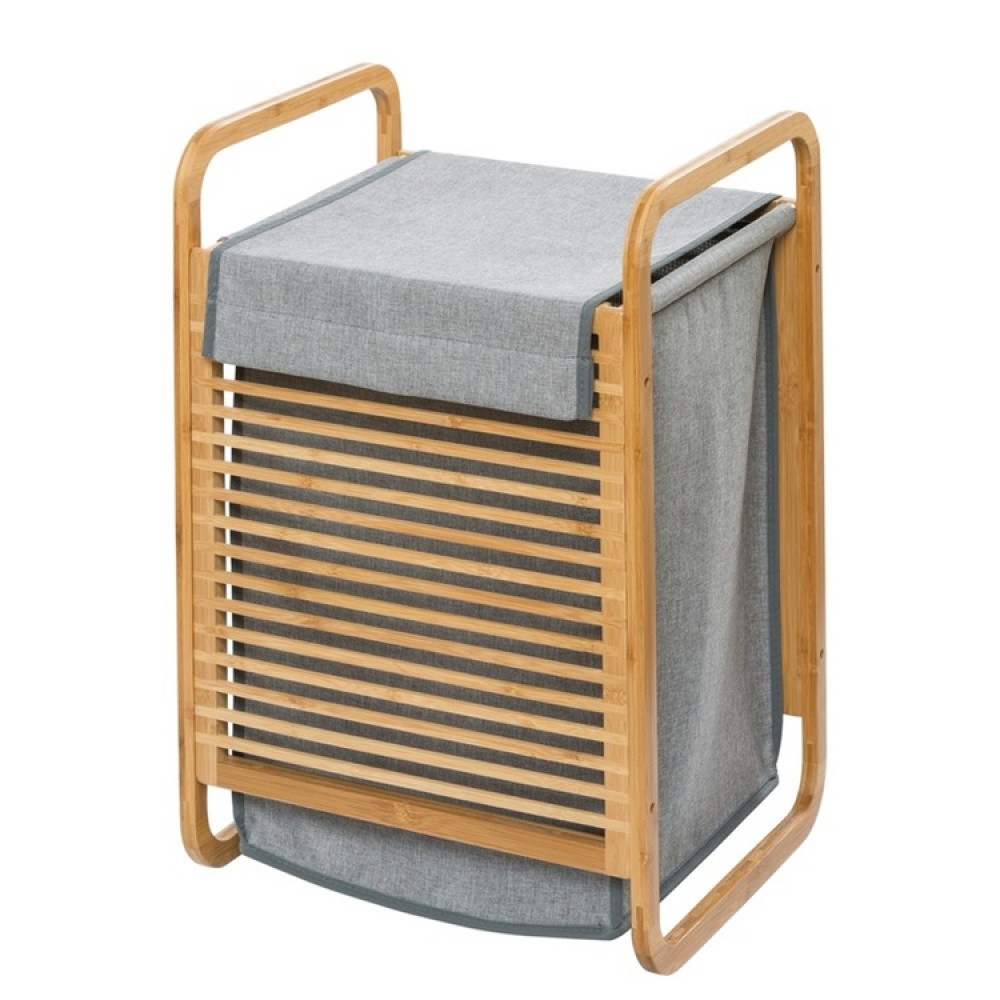 Tvättkorg i bambu, BAHRI, 40 x 30 X H 60 cm, brun / grå i gruppen Förvaring / Tvätt och tork / Tvättkorgar hos SmartaSaker.se (43091)