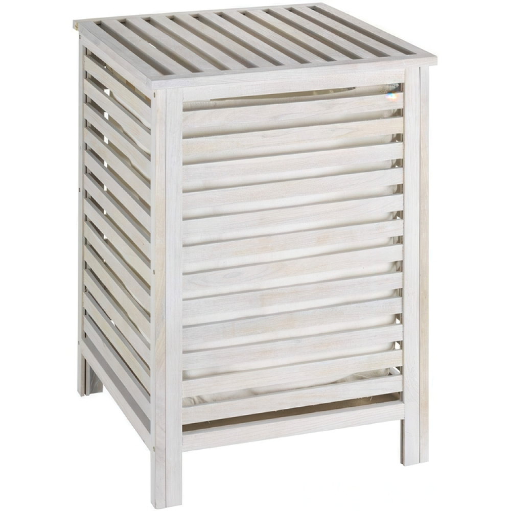 Tvättkorg i valnöt, 65 L, NORWAY, 45 x 45 x H 65 cm , Vit-kalkad i gruppen Förvaring / Tvätt och tork / Tvättkorgar hos SmartaSaker.se (43093)