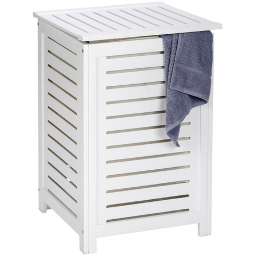 Tvättkorg i valnöt, 65 L, NORWAY, 45 x 45 x H 65 cm , Vit-kalkad i gruppen Förvaring / Tvätt och tork / Tvättkorgar hos SmartaSaker.se (43093)