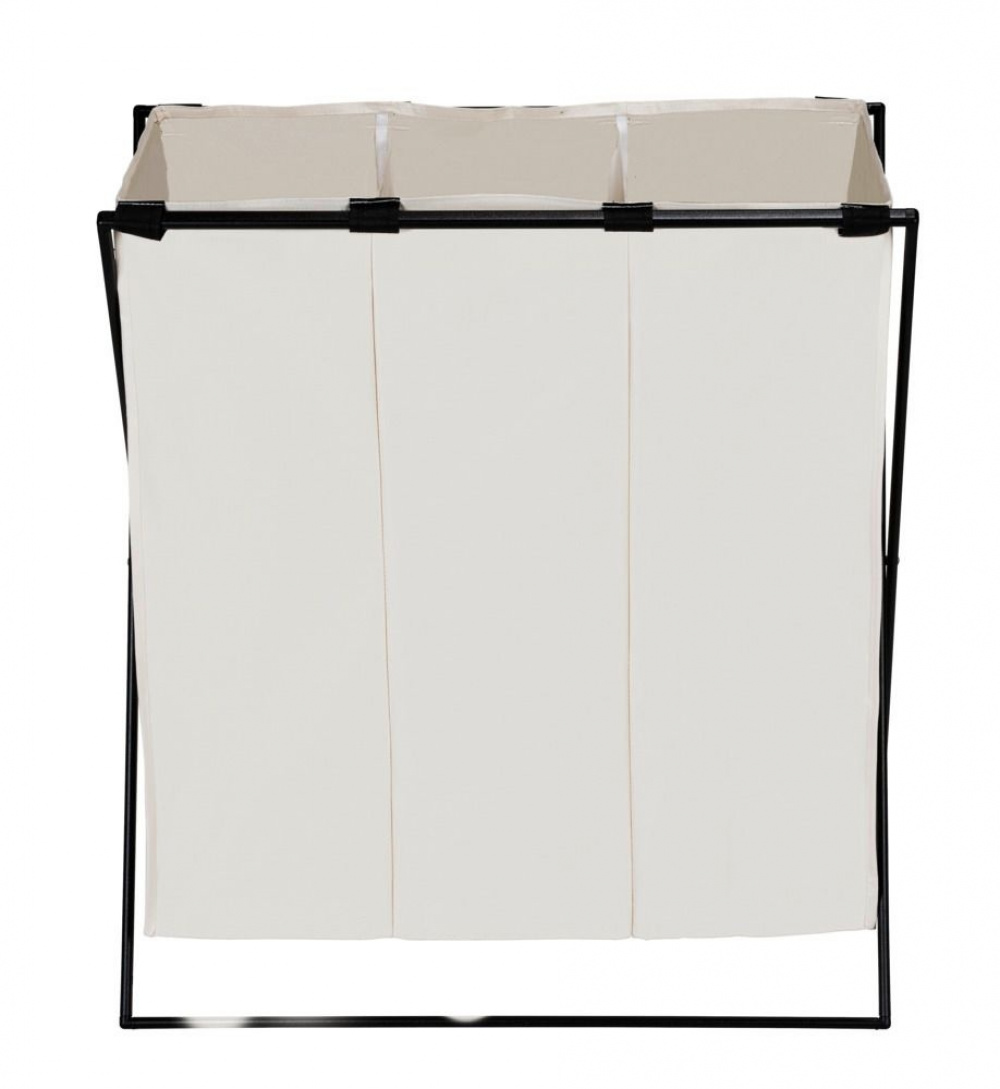Tvättkorg med 3 fack, 145 L, TRIO XL, 69 x 37 x H 76 cm, Beige / Svart i gruppen Förvaring / Tvätt och tork / Tvättkorgar hos SmartaSaker.se (43094)