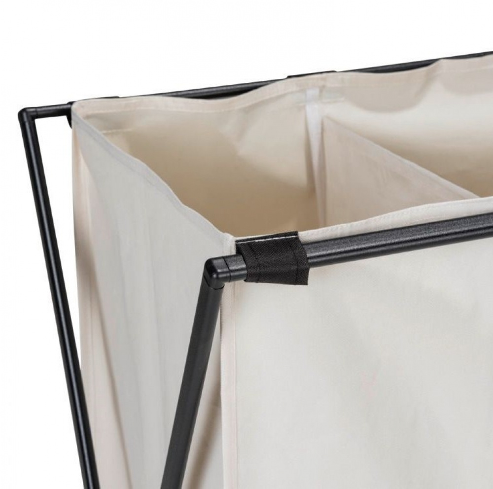 Tvättkorg med 3 fack, 145 L, TRIO XL, 69 x 37 x H 76 cm, Beige / Svart i gruppen Förvaring / Tvätt och tork / Tvättkorgar hos SmartaSaker.se (43094)