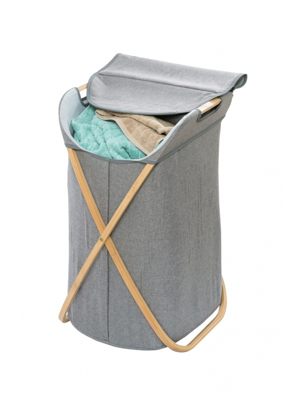 Tvättkorg med bambu ställning, BAHRI, 40 x 30 X H 60 cm, Grå i gruppen Förvaring hos SmartaSaker.se (43095)