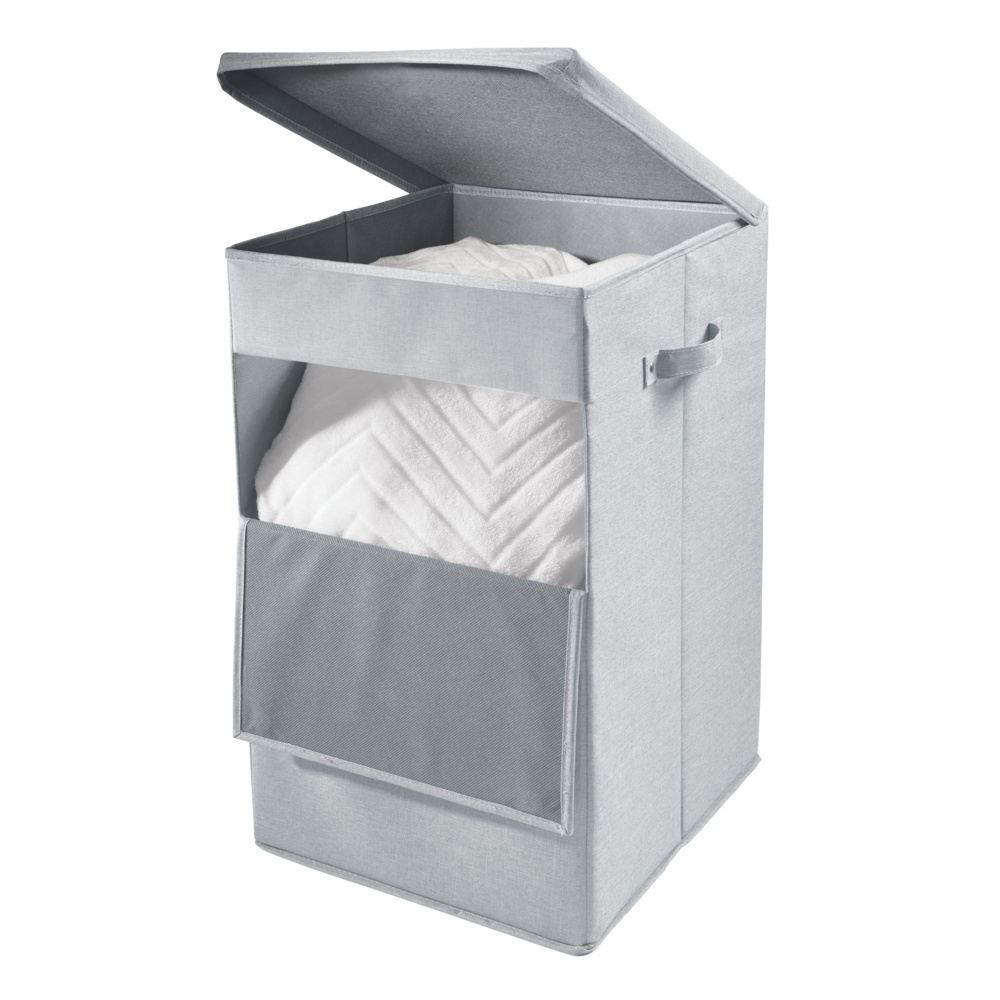 Tvättkorg med lucka, CODI HAMPER, 32 x 36 x H 60 cm, Ljusgrå i gruppen Förvaring / Tvätt och tork / Tvättkorgar hos SmartaSaker.se (43098)