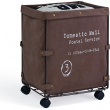 Tvättkorg på hjul, CANVAS LAUNDRY HAMPER, 46 x 38 x H 59 cm, Brun