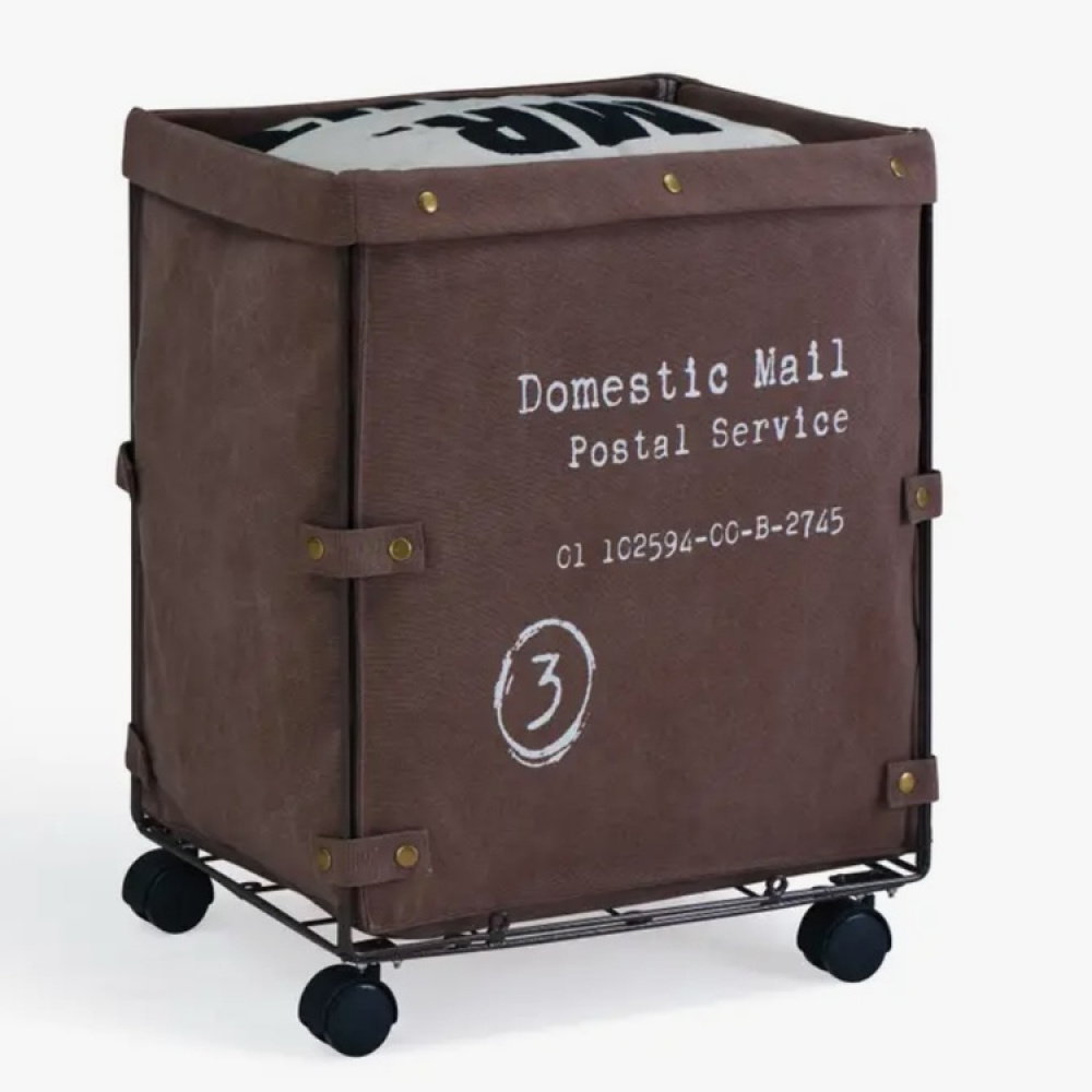 Tvättkorg på hjul, CANVAS LAUNDRY HAMPER, 46 x 38 x H 59 cm, Brun i gruppen Förvaring / Tvätt och tork / Tvättkorgar hos SmartaSaker.se (43100)