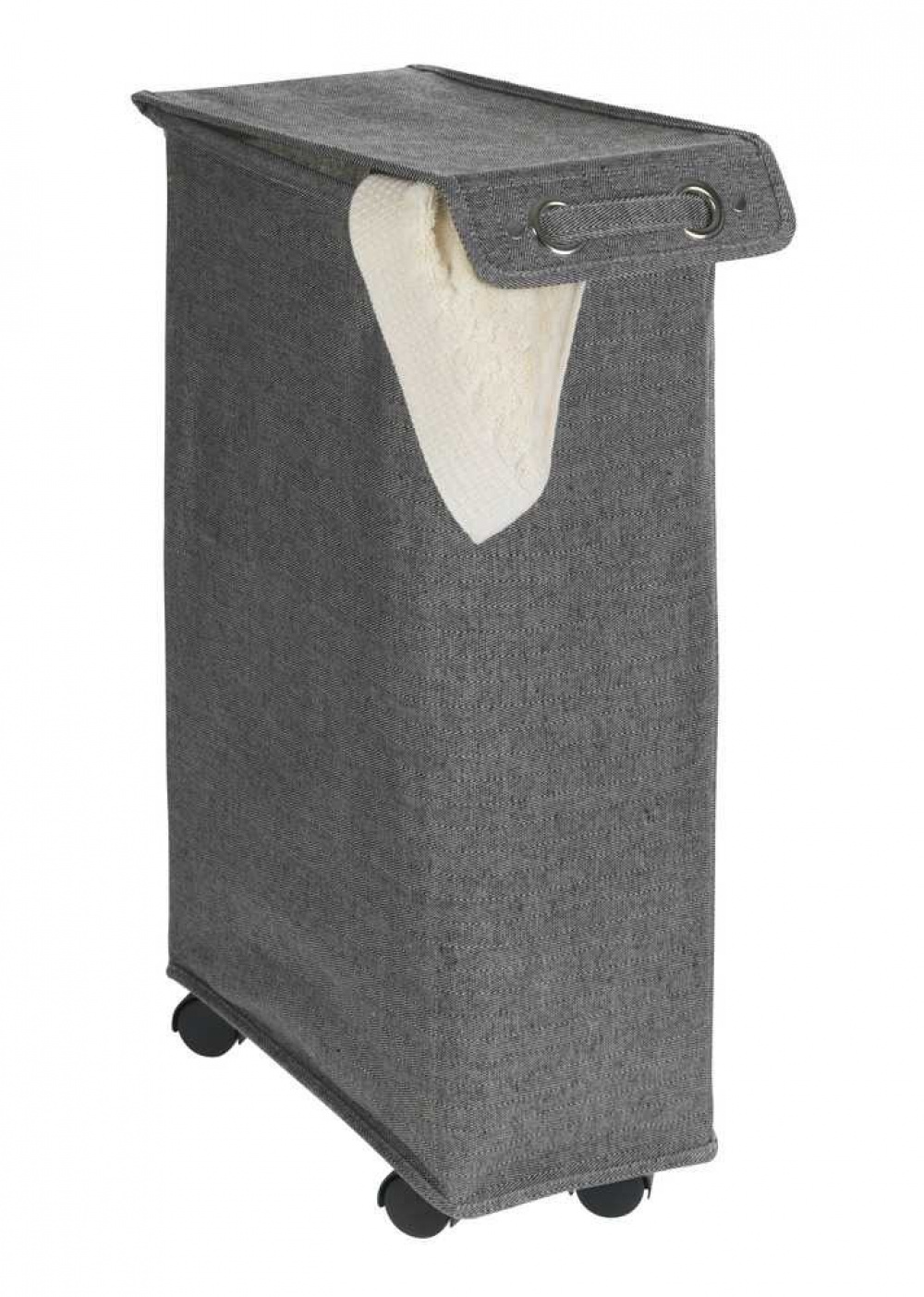 Tvättkorg på hjul, Extra Smal, CORNO PRIME, 18,5 x 40 x H 60 cm, Svart / Vit i gruppen Förvaring / Tvätt och tork / Tvättkorgar hos SmartaSaker.se (43101)