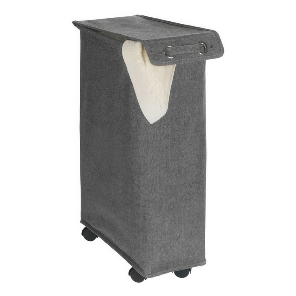 Tvättkorg på hjul, Extra Smal, CORNO PRIME, 18,5 x 40 x H 60 cm, Svart / Vit i gruppen Förvaring / Tvätt och tork / Tvättkorgar hos SmartaSaker.se (43101)