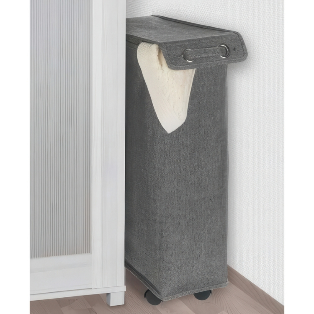 Tvättkorg på hjul, Extra Smal, CORNO PRIME, 18,5 x 40 x H 60 cm, Svart / Vit i gruppen Förvaring / Tvätt och tork / Tvättkorgar hos SmartaSaker.se (43101)