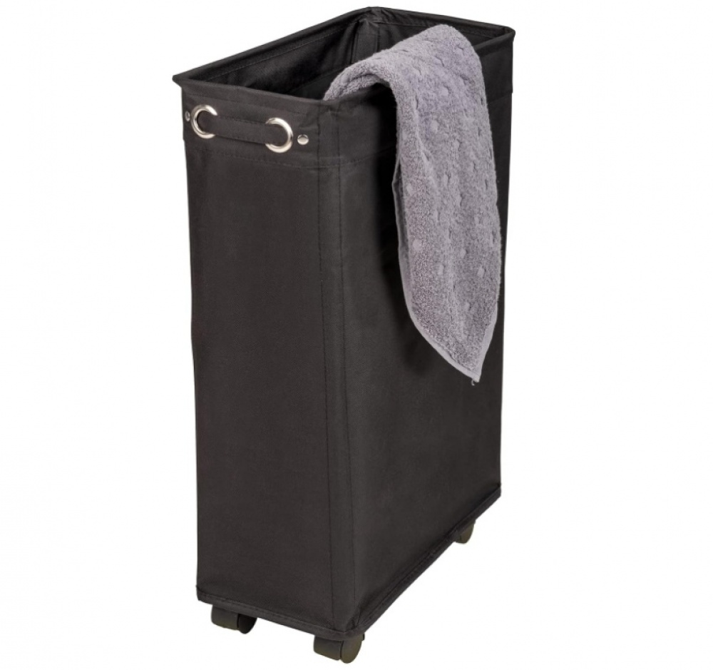 Tvättkorg på hjul, Extra Smal, CORNO, PRIME 18,5 x 40 x H 60 cm, Svart i gruppen Förvaring / Tvätt och tork / Tvättkorgar hos SmartaSaker.se (43102)