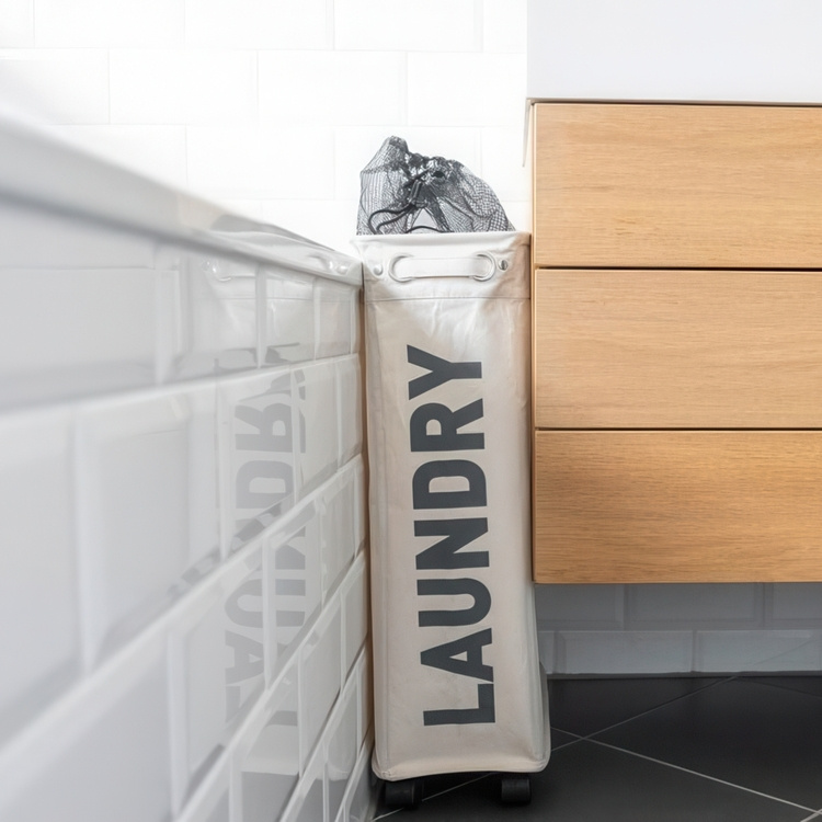 Tvättkorg på hjul, Extra Smal, LAUNDRY, 18,5 x 40 x H 60 cm i gruppen Förvaring / Tvätt och tork / Tvättkorgar hos SmartaSaker.se (43103)