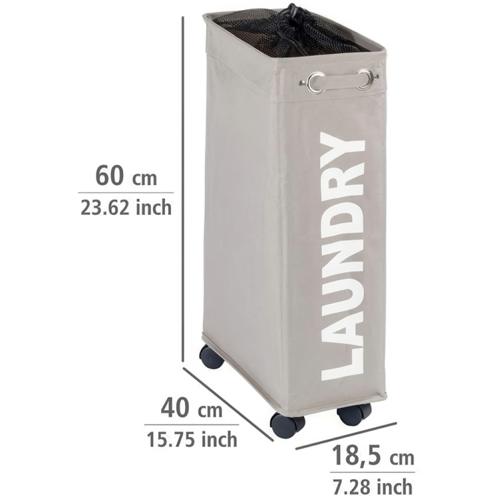 Tvättkorg på hjul, Extra Smal, LAUNDRY, 18,5 x 40 x H 60 cm i gruppen Förvaring / Tvätt och tork / Tvättkorgar hos SmartaSaker.se (43103)