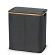 Tvättkorg, 2-delad, PORTABIANCHERIA DOPPIO, 54 x 34 x H 58,5cm, Mörkgrå /Bambu Tvättkorg, 2-delad, PORTABIANCHERIA DOPPIO, 54 x 34 x H 58,5cm, Mörkgrå /Bambu