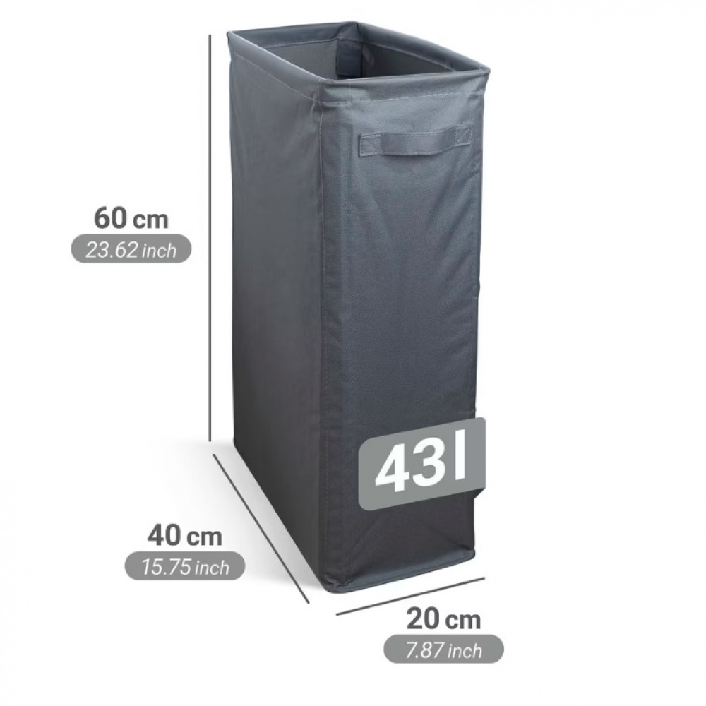 Tvättkorg, Extra Smal, 46 L, SLIM, 20 x 40 x H 60 cm, Grå i gruppen Förvaring / Tvätt och tork / Tvättkorgar hos SmartaSaker.se (43106)