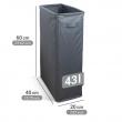 Tvättkorg, Extra Smal, 46 L, SLIM, 20 x 40 x H 60 cm, Grå Tvättkorg, Extra Smal, 46 L, SLIM, 20 x 40 x H 60 cm, Grå