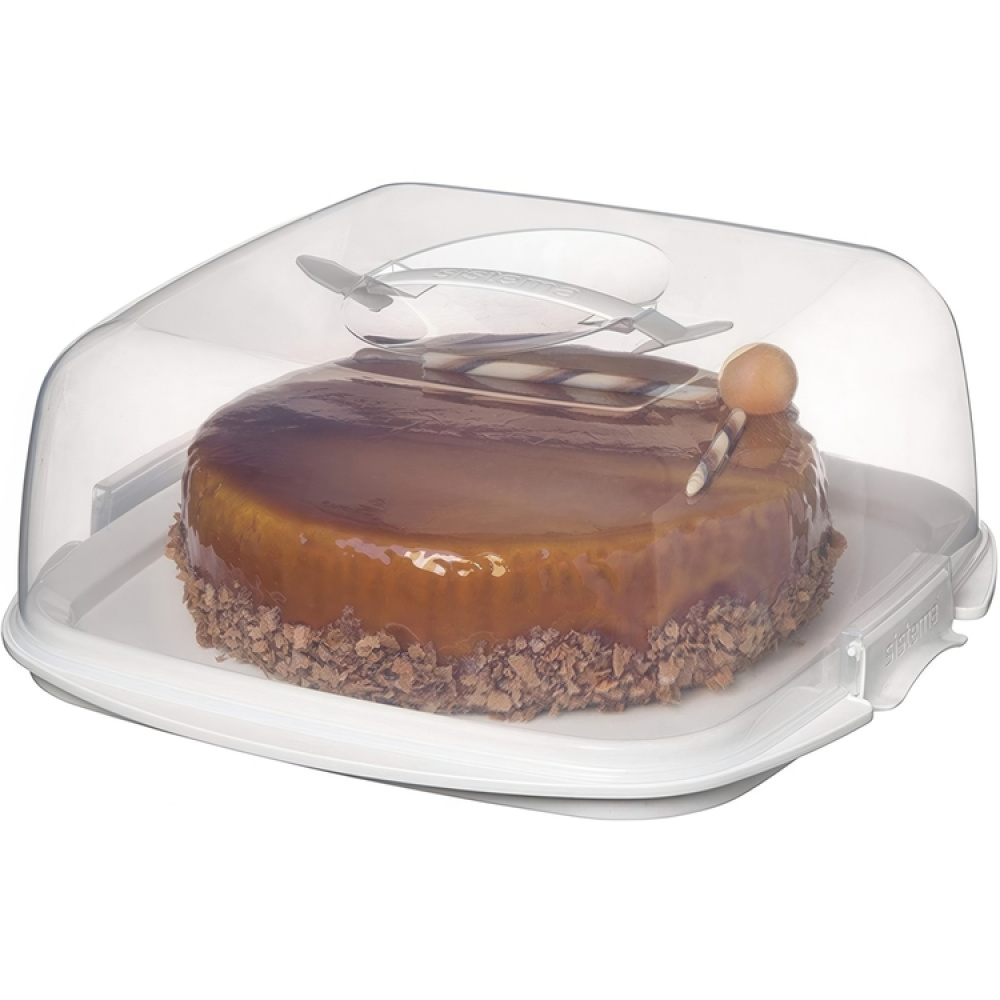 Tårtfat med lock, SISTEMA BAKE IT CAKE & CUPCAKE BOX. Transparent / Vit i gruppen Förvaring / Köksförvaring hos SmartaSaker.se (43145)