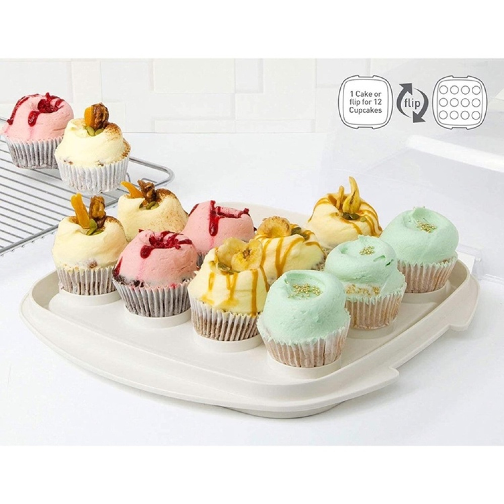 Tårtfat med lock, SISTEMA BAKE IT CAKE & CUPCAKE BOX. Transparent / Vit i gruppen Förvaring / Köksförvaring hos SmartaSaker.se (43145)
