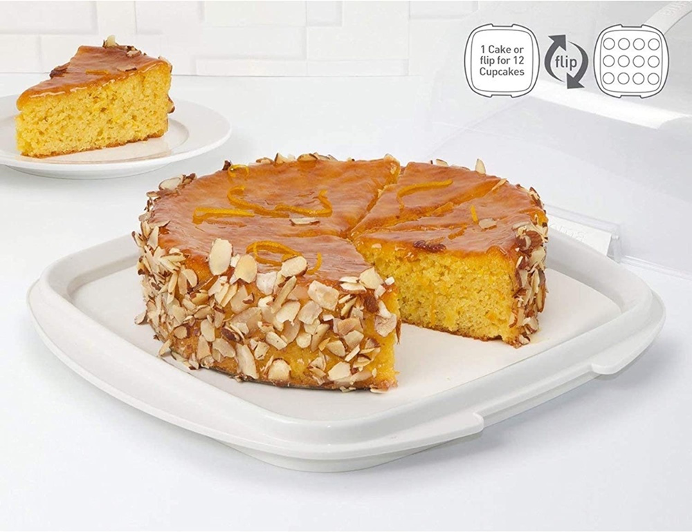 Tårtfat med lock, SISTEMA BAKE IT CAKE & CUPCAKE BOX. Transparent / Vit i gruppen Förvaring / Köksförvaring hos SmartaSaker.se (43145)