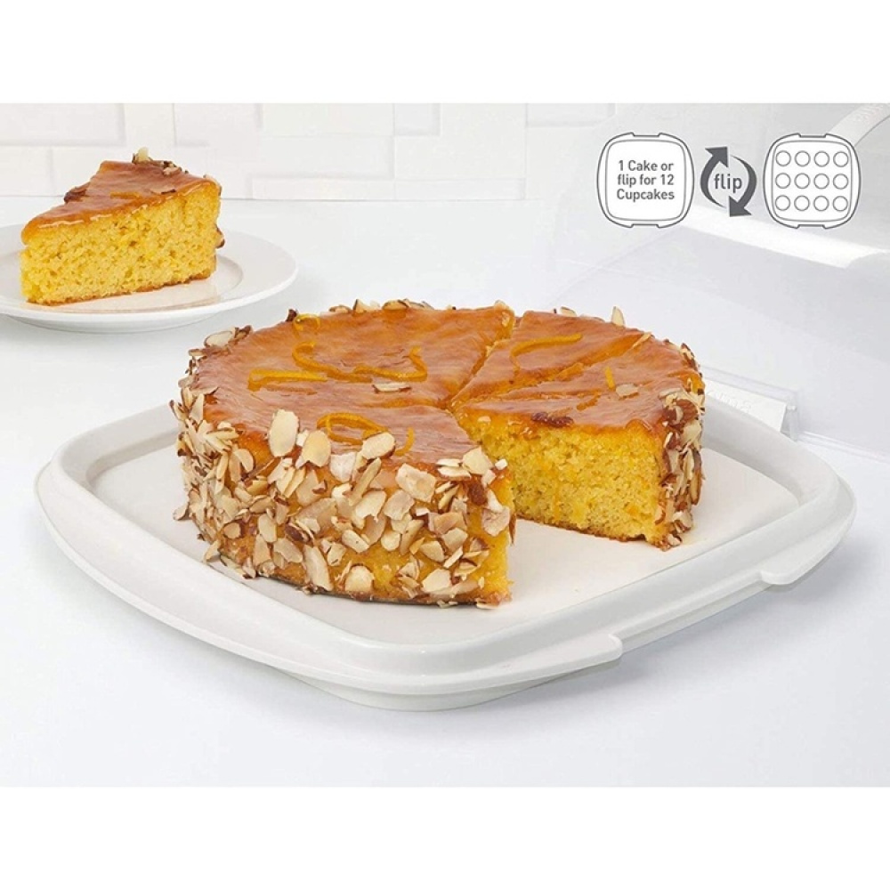 Tårtfat med lock, SISTEMA BAKE IT CAKE & CUPCAKE BOX. Transparent / Vit i gruppen Förvaring / Köksförvaring hos SmartaSaker.se (43145)